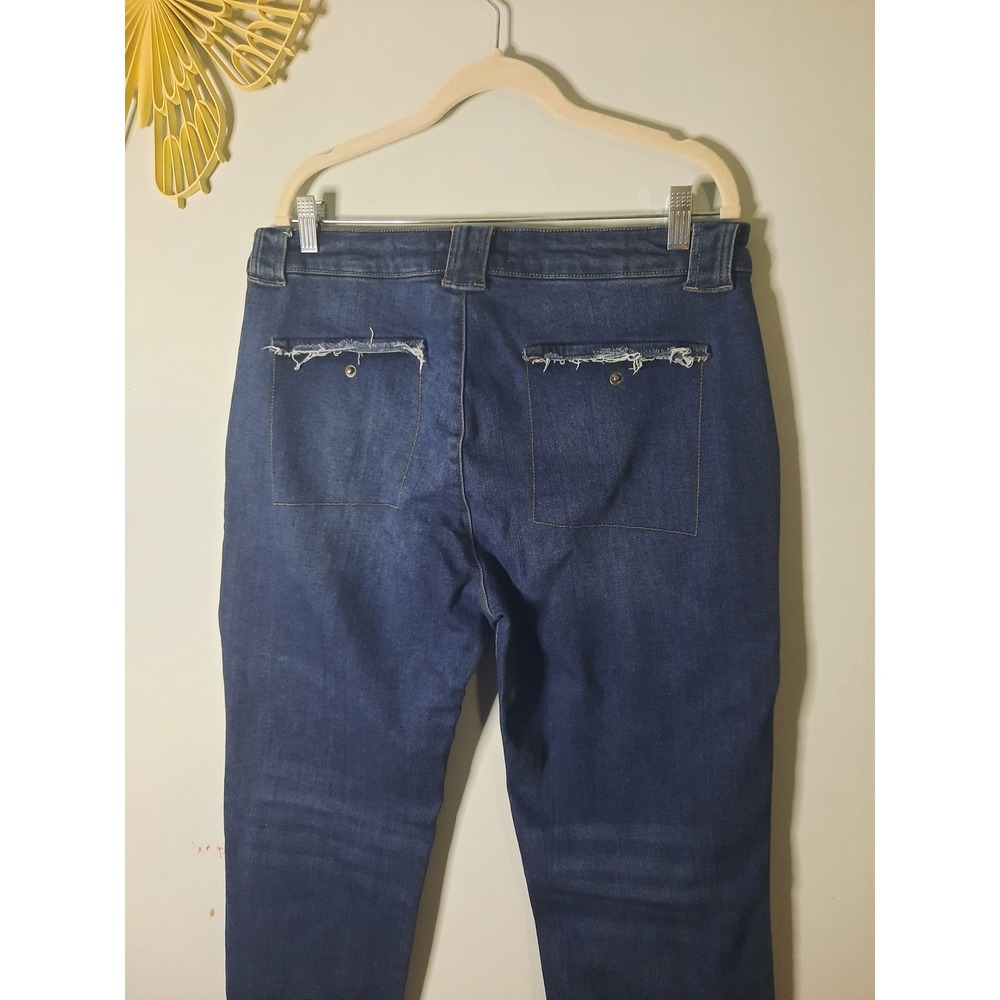 KanCan High Rise Utility Straight Leg Jeans Dark Wash Size 14 Distressed - Picture 5 of 7